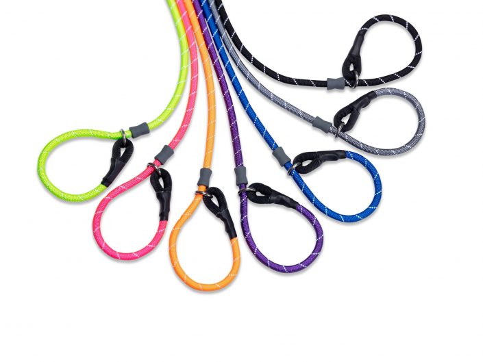 Multi-Coloured Dog Leads photographed for a client in an East Yorkshire packshot photography studio.