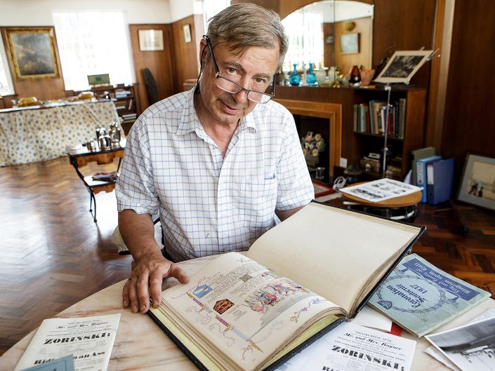 A news photograph of an antique's dealer at his premises in Humber Street, Hull, East Yorkshire