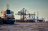 Industrial maritime photograph of cargo ships alonside Immingham bulk terminal located on the Humber estuary, East Yorkshire.