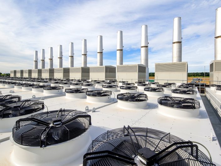 Rooftop photograph of an industrial gas power station in Cottingham, East Yorkshire.