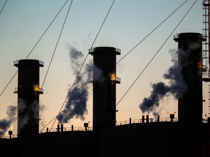 Power station producing steam in a industrial location in East Yorkshire.