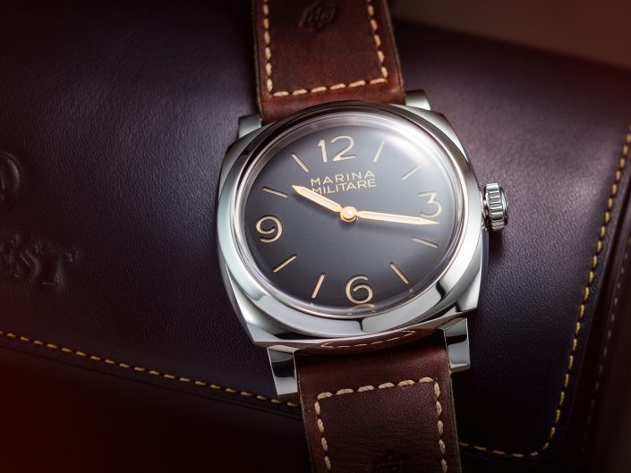 A luxury watch photograph of Panerai marina militare for magazine and social media advertising.