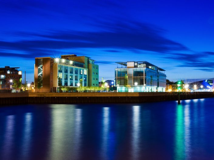 Sunrise photography for an architectural design client at a riverside office development, Hull, East Yorkshire.