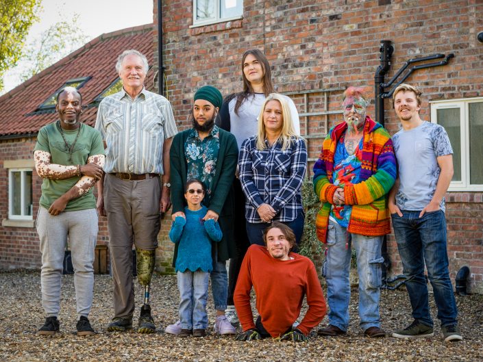 Press photograph of the cast from the House of Extraordinary People.